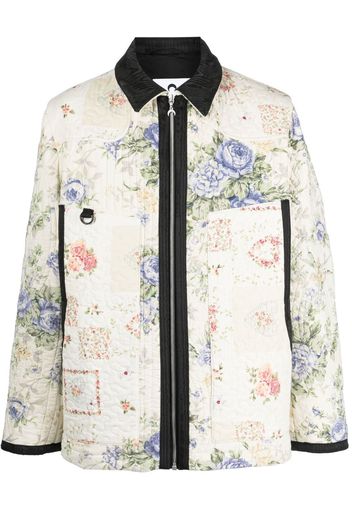 Marine Serre Boutis floral-print quilted jacket - Nude