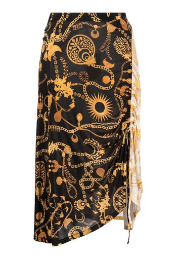 Marine Serre Ornament Moon-print midi skirt - Schwarz