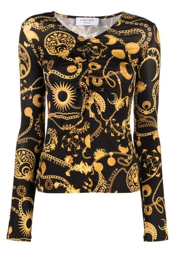 Marine Serre graphic-print long-sleeve top - Schwarz