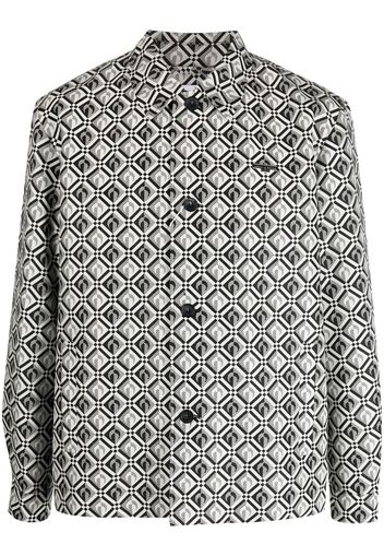 Marine Serre jacquard diamond-pattern long-sleeve shirt - Schwarz