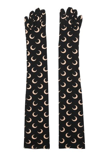 Marine Serre Handschuhe mit Mond-Print - Schwarz