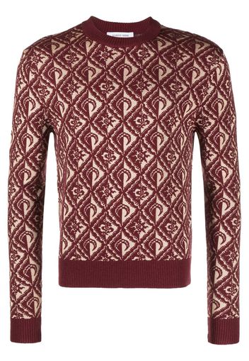 Marine Serre Moon Diamant jacquard wool-blend jumper - Rot