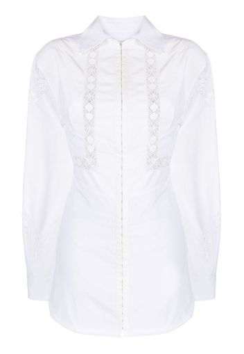 Marine Serre Household lace-trimmed shirt dress - Weiß