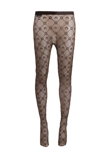 Marine Serre motif-pattern high-waisted tights - Braun