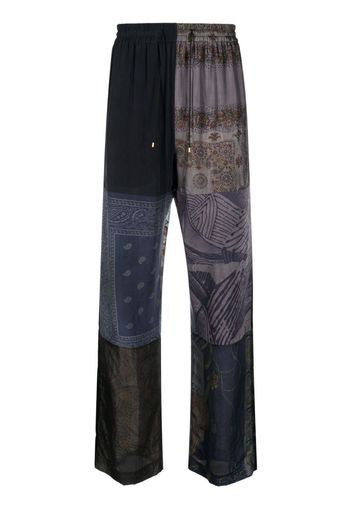 Marine Serre bandana-print panel silk trousers - Schwarz