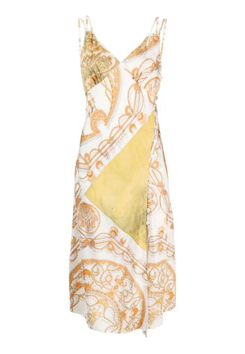 Marine Serre graphic-print silk slip dress - Nude