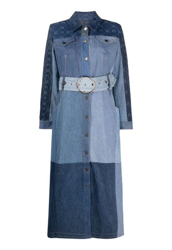 Marine Serre belted panelled denim coat - Blau