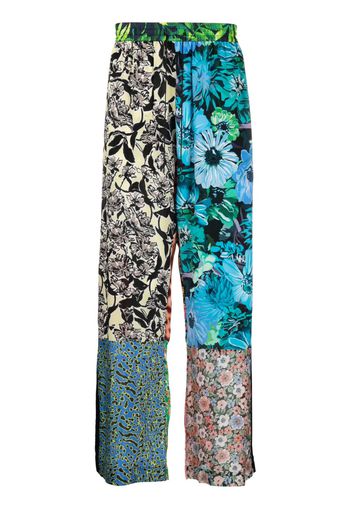 Marine Serre scarves-print silk trousers - Grün