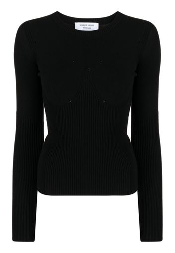 Marine Serre ribbed long-sleeve top - Schwarz