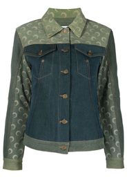 Marine Serre logo-print colour-block denim jacket - Grün