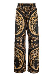 Marine Serre Seidenhose mit Ornament Jewellery-Print - Schwarz