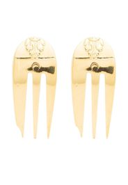 Marine Serre Reassembled Cutlery fork earrings - Gold