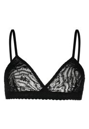 Marine Serre logo-flocked mesh bra - Schwarz