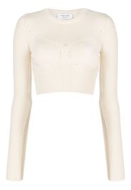 Marine Serre crew-neck knitted cropped top - Nude