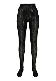 Marine Serre embroidered semi-sheer tights - Schwarz