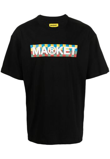 MARKET Checkered Bar logo-print T-shirt - Schwarz