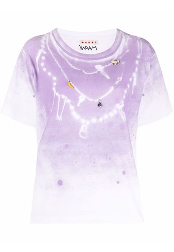 Marni Verziertes T-Shirt mit Spray-Print - Weiß