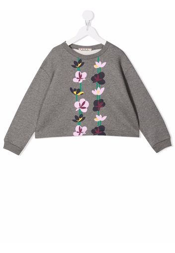 Marni Kids Sweatshirt mit Blumen-Print - Grau