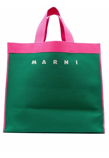 Marni Shopper mit Logo-Print - Grün