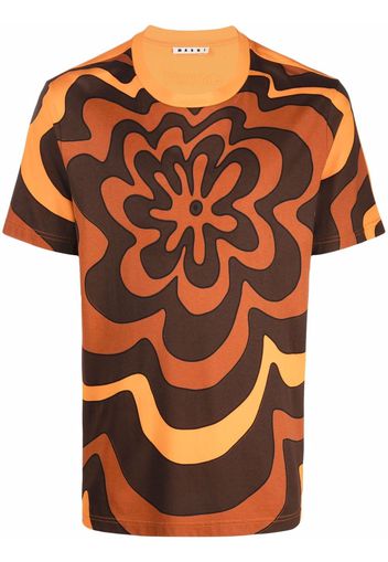 Marni T-Shirt mit Blumen-Print - Orange