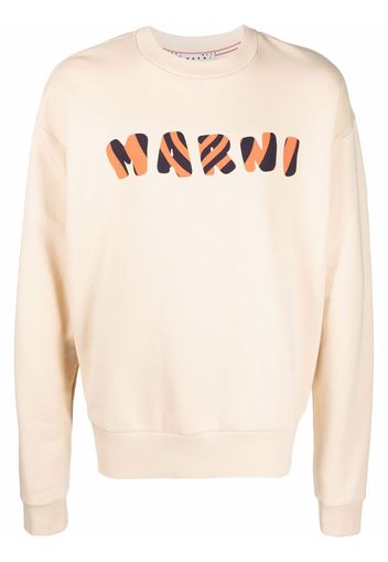 Marni Gestreiftes Sweatshirt mit Logo - Nude