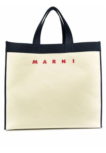 Marni logo-print tote bag - Nude