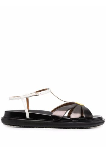 Marni Fußbett Sandalen mit Blumenapplikation - Schwarz