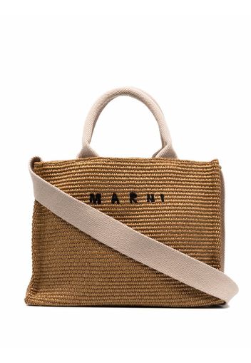 Marni embroidered-logo tote bag - Braun