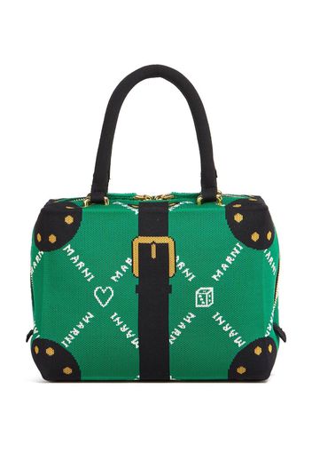 Marni Tasche mit Monogramm-Print - Grün