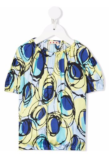 Marni Kids colour-block print top - Blau