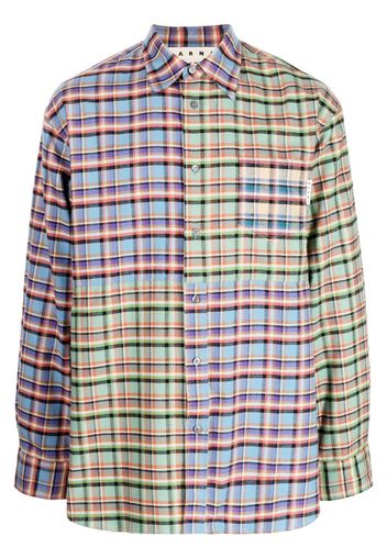 Marni colour-block checked shirt - Violett