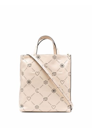 Marni logo-print tote bag - Nude