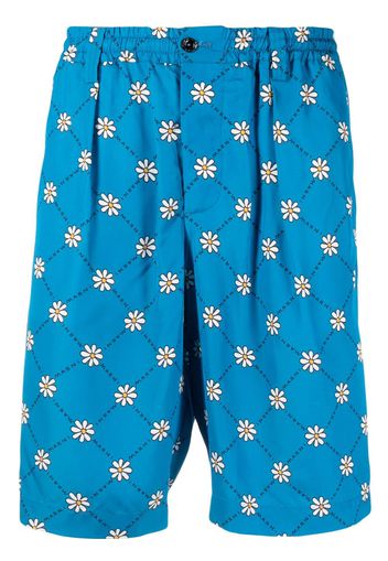 Marni daisy-print track shorts - Blau