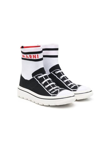 Marni Kids TEEN High-Top-Sneakers in Strickoptik - Schwarz