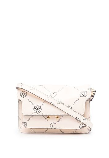 Marni logo-print cross body satchel - Nude