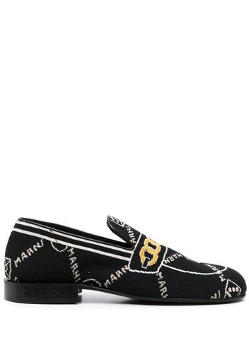 Marni Marnigram trompe l'oeil jacquard moccasins - Schwarz