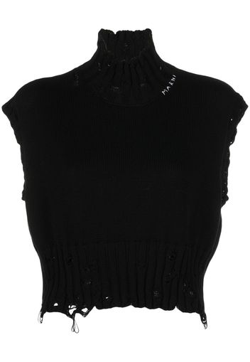 Marni Gestricktes Top im Distressed-Look - Schwarz