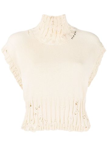 Marni Gestricktes Top im Distressed-Look - Nude