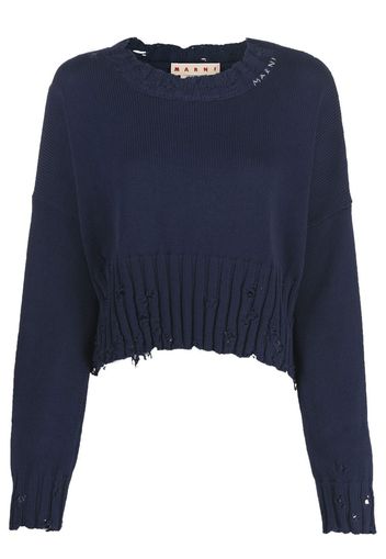 Marni cropped logo jumper - Blau