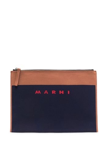 Marni Clutch mit Logo-Print - Blau