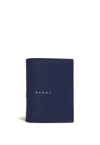 Marni logo-print leather wallet - Blau