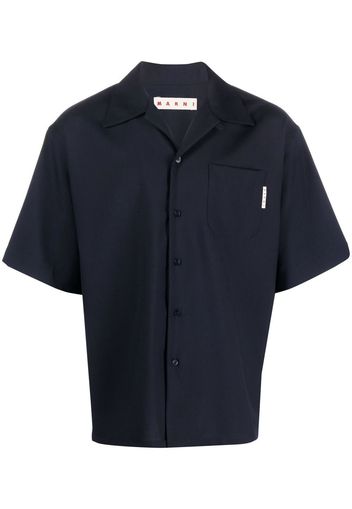 Marni logo-patch short-sleeved shirt - Blau