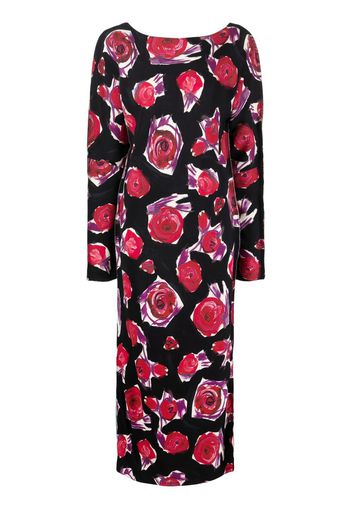 Marni rose print long dress - Schwarz