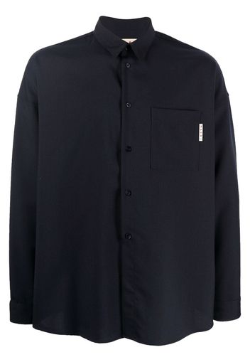 Marni logo-tag long-sleeve shirt - Blau