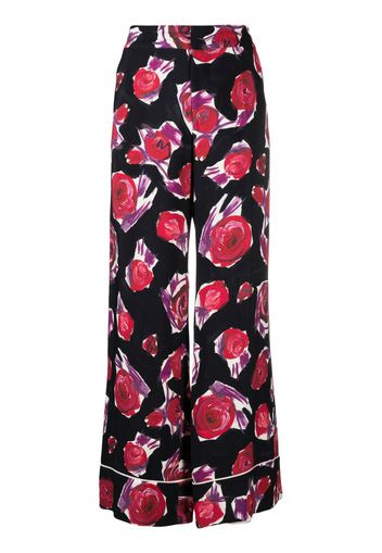 Marni floral-print wide-leg trousers - Schwarz