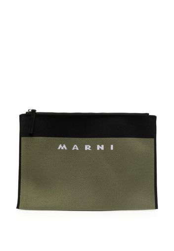 Marni logo-jacquard clutch bag - Grün