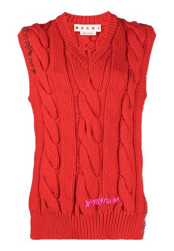 Marni cable-knit asymmetric vest - Rot