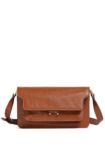 Marni debossed logo leather shoulder bag - Braun