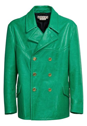 Marni double-breasted leather jacket - Grün