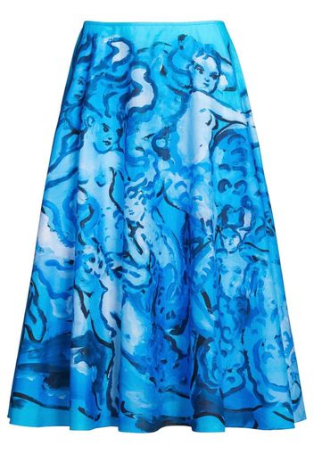 Marni painterly-print A-line skirt - Blau